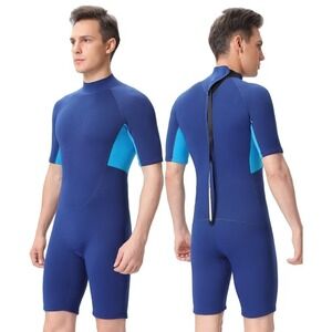Shorty Wetsuit for Men and Women, 2mm Neoprene Back Zip Blue XXL